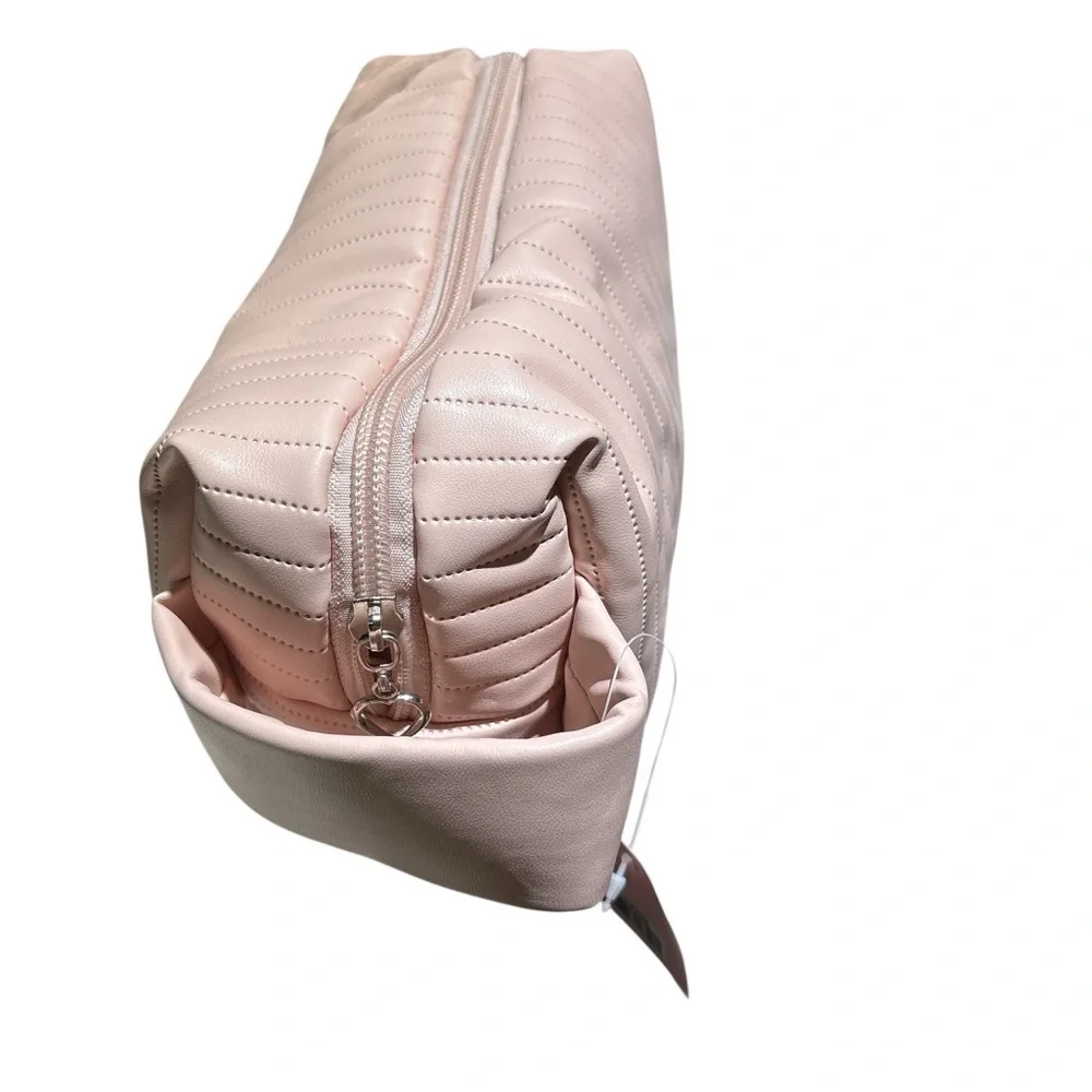 Beauty Creations Cream Striped Cosmetic Bag